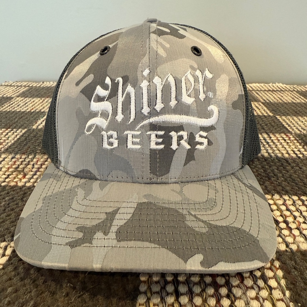Shiner Beers gray camouflage hat